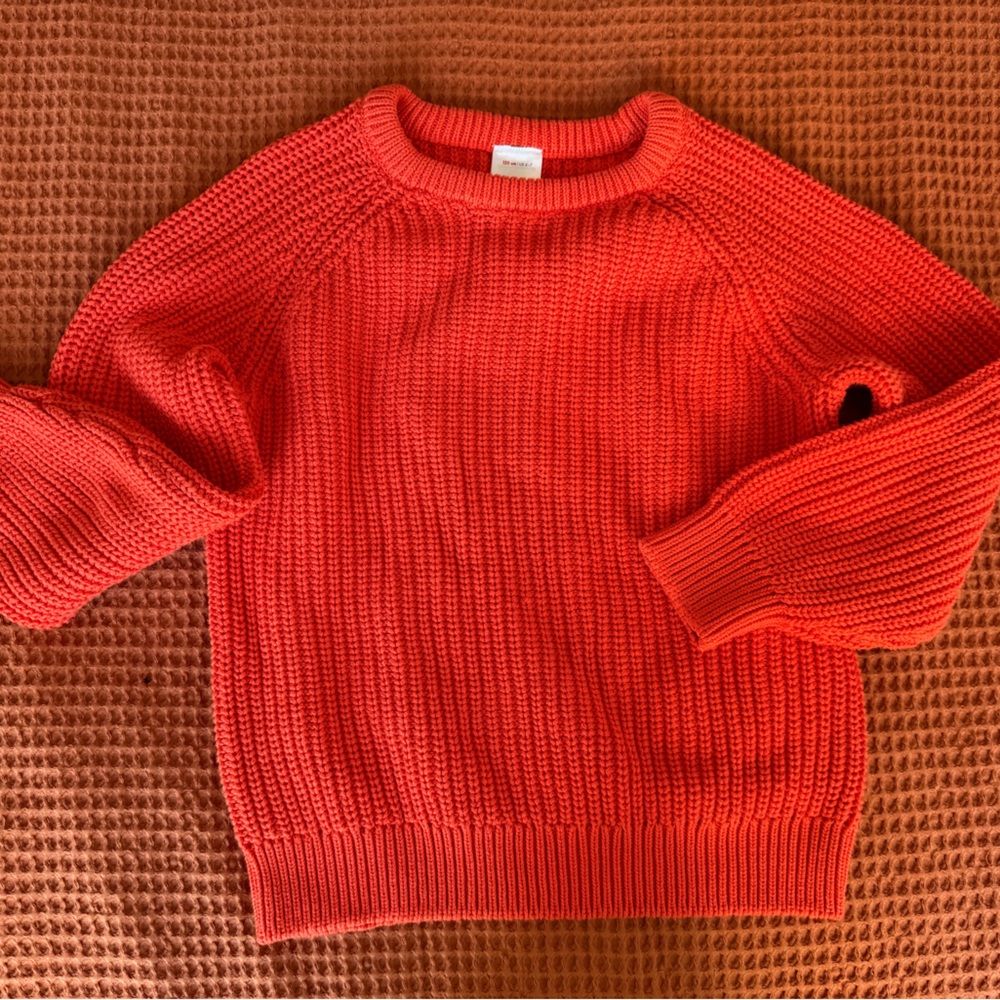 Hanna Andersson Orange Red Crew Neck Kids Sweater